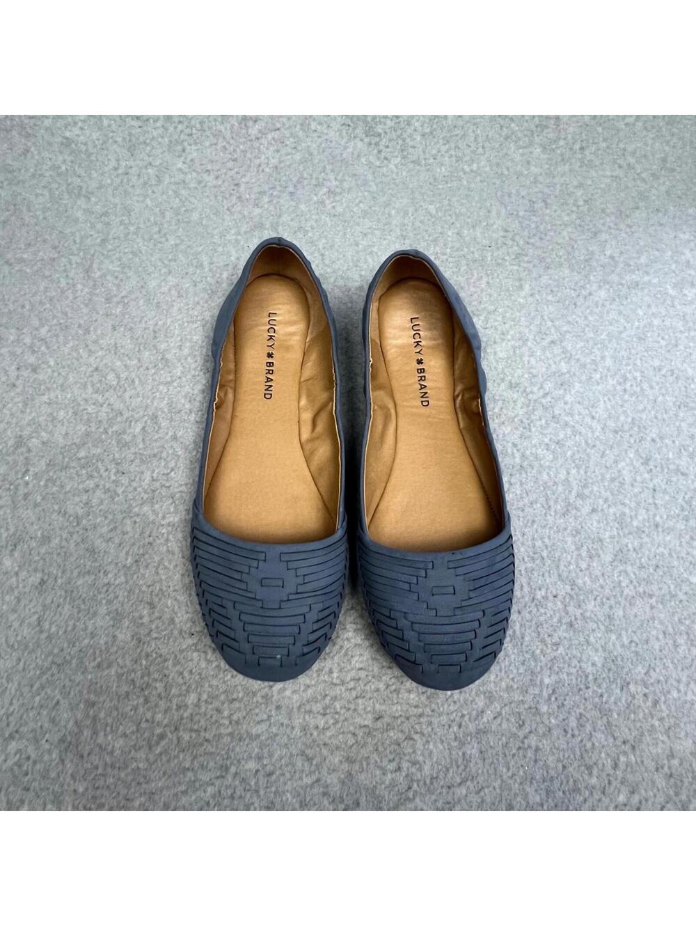 Lucky Brand Ballet Flats Woven Slip On Sz 8.5 Faux Leather Boho Chic Minimalist - Picture 4 of 8